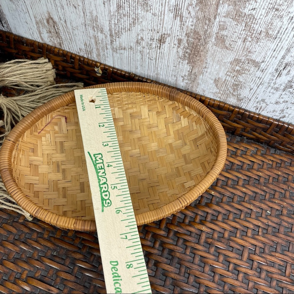 MCM Bamboo Weave Basket Vtg Bamboo Bowl Basket - Picture 6 of 7